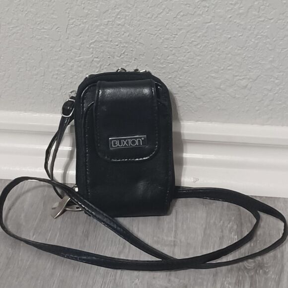 Buxton Handbags - Vintage BUXTON Genuine Black Leather Accordion Wallet w/ Belt Loop & Crossbody